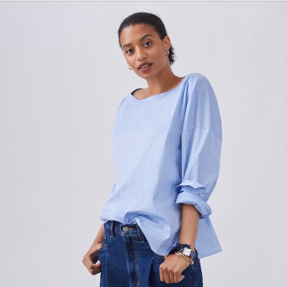 Anthropologie X Harshman Blue Striped Blouse - Picture 3 of 6